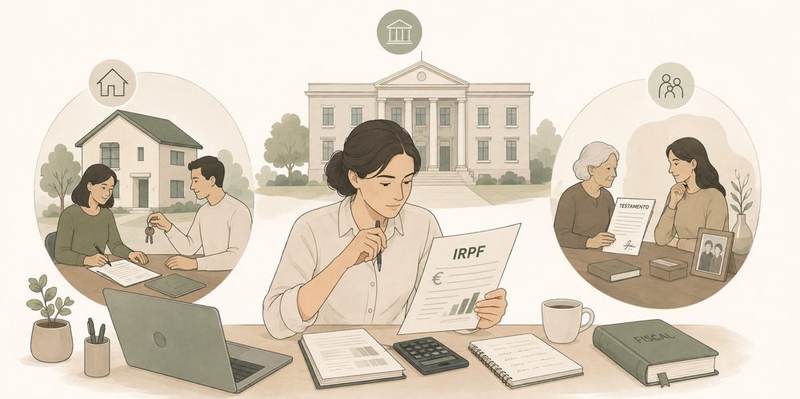 Ilustración de documentos y cálculos fiscales